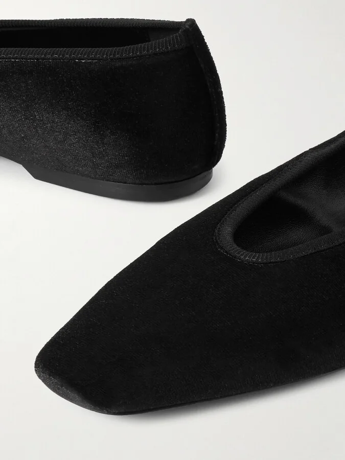 TOTEME - The Minimalist Velvet Ballet Flats - Black - Image 4