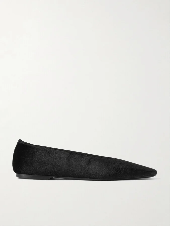 TOTEME - The Minimalist Velvet Ballet Flats - Black