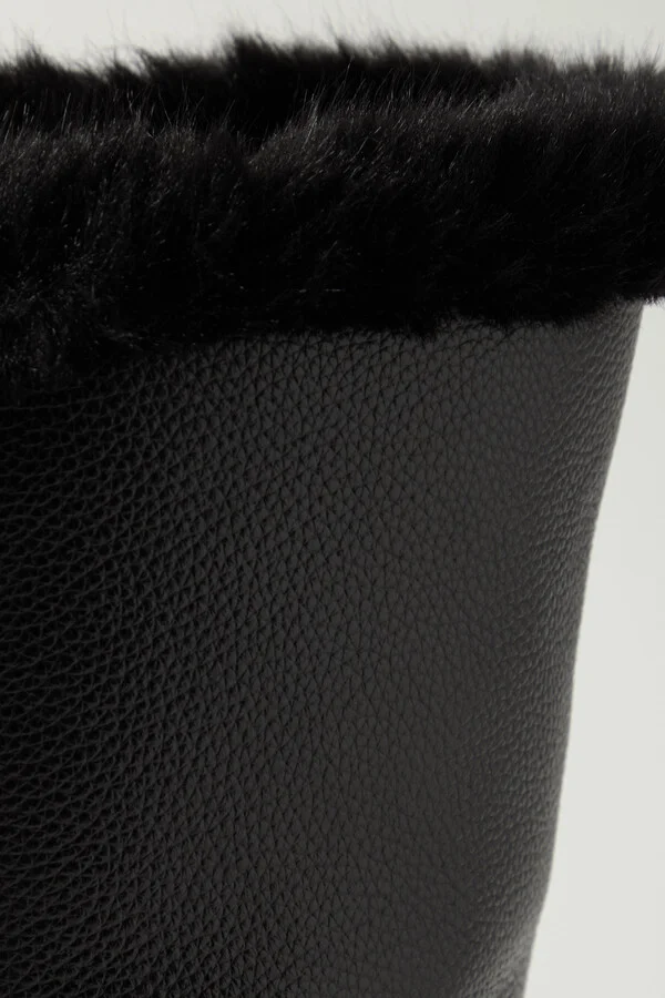 TOTEME - The Off-duty Faux Fur-lined Textured-leather Boots - Black - Image 4