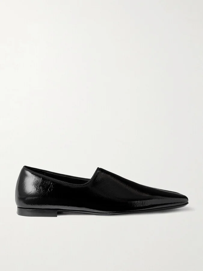 TOTEME - The Piped Patent-leather Loafers - Black