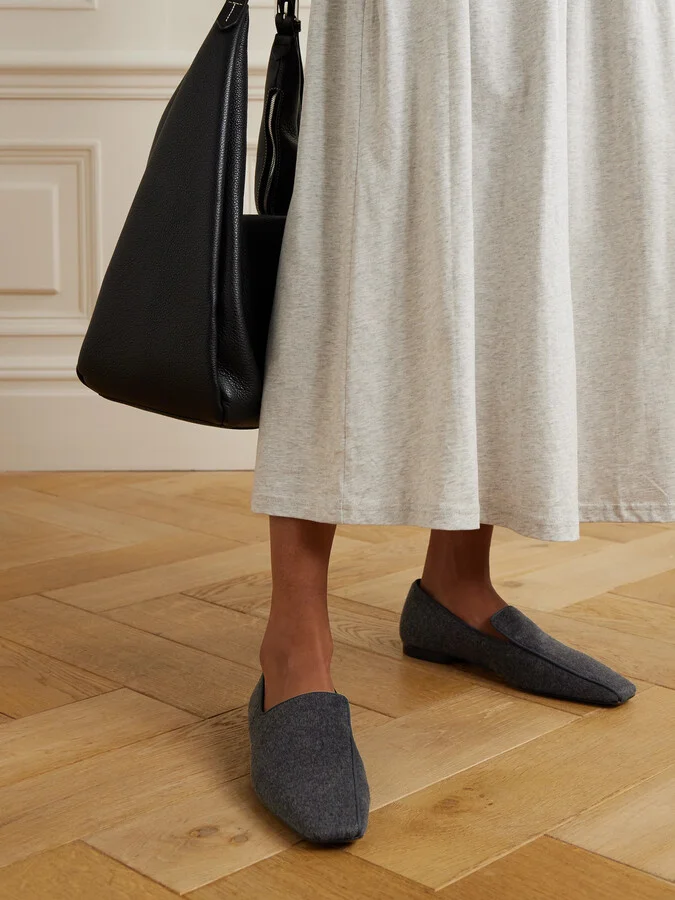 TOTEME - The Piped Wool And Cashmere-blend Felt Loafers - Gray - Image 2