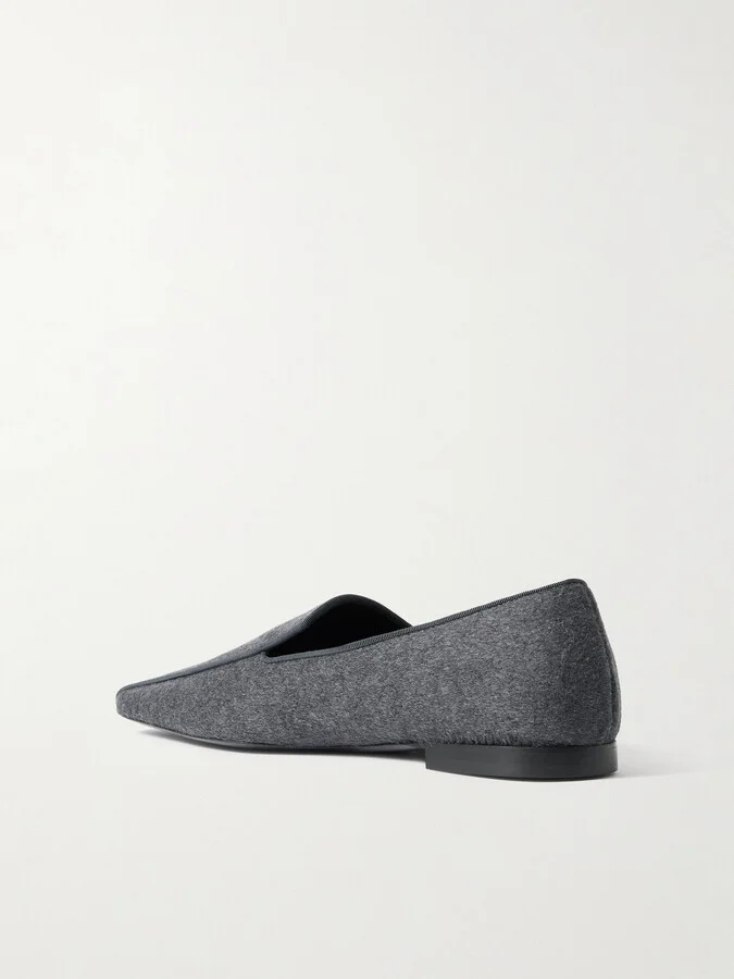 TOTEME - The Piped Wool And Cashmere-blend Felt Loafers - Gray - Image 3