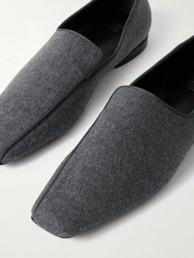 TOTEME - The Piped Wool And Cashmere-blend Felt Loafers - Gray - Image 4