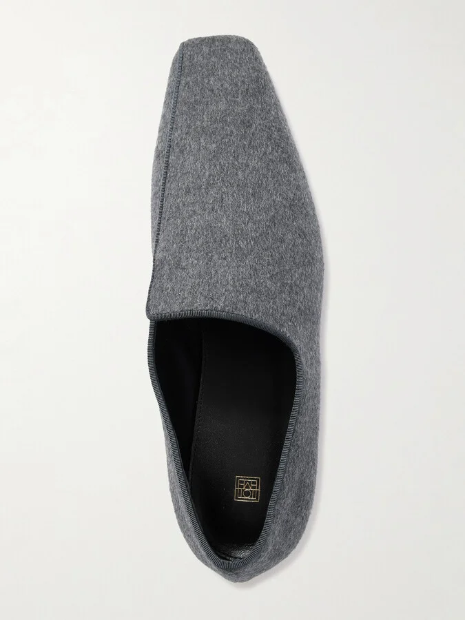 TOTEME - The Piped Wool And Cashmere-blend Felt Loafers - Gray - Image 5