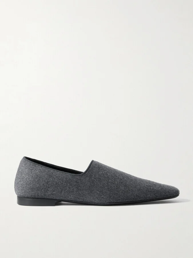 TOTEME - The Piped Wool And Cashmere-blend Felt Loafers - Gray