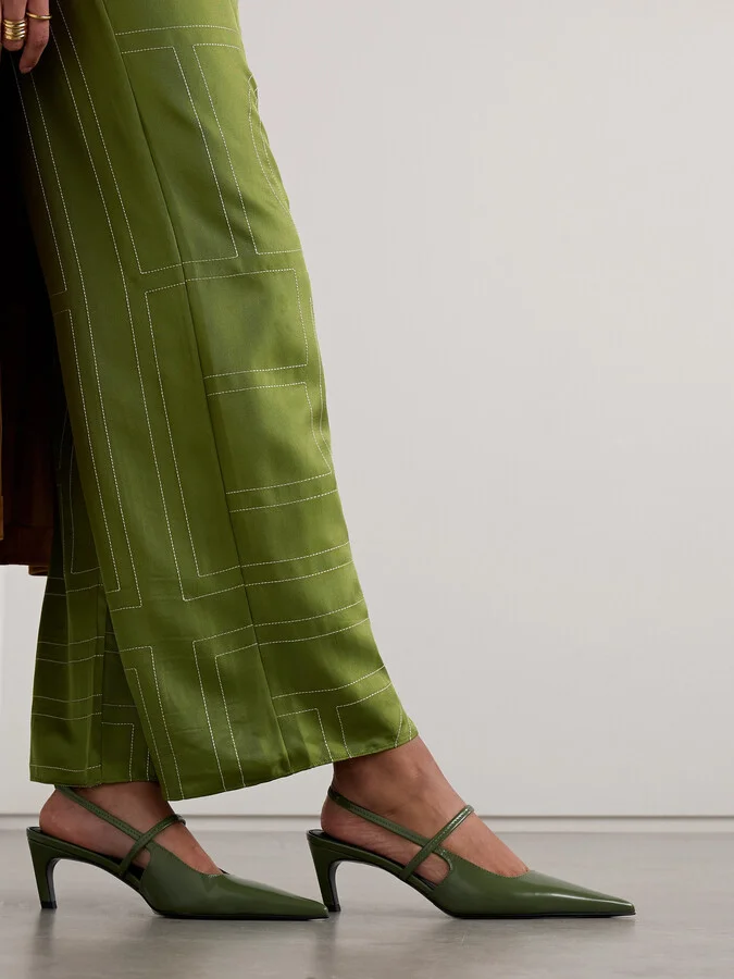 TOTEME - The Sharp Cutout Glossed-leather Slingback Pumps - Yellow - Image 2