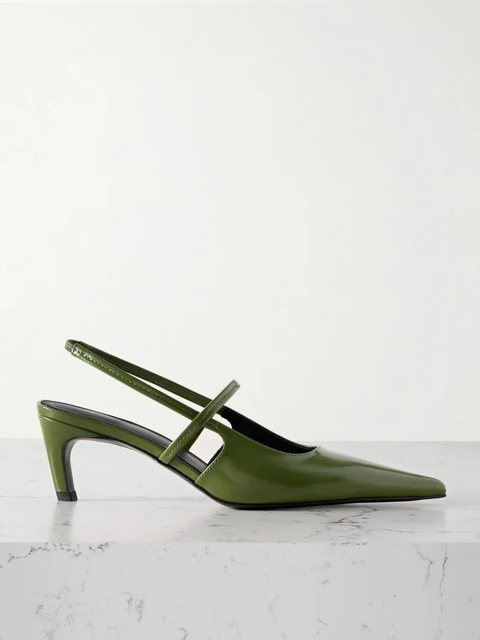 TOTEME - The Sharp Cutout Glossed-leather Slingback Pumps - Yellow