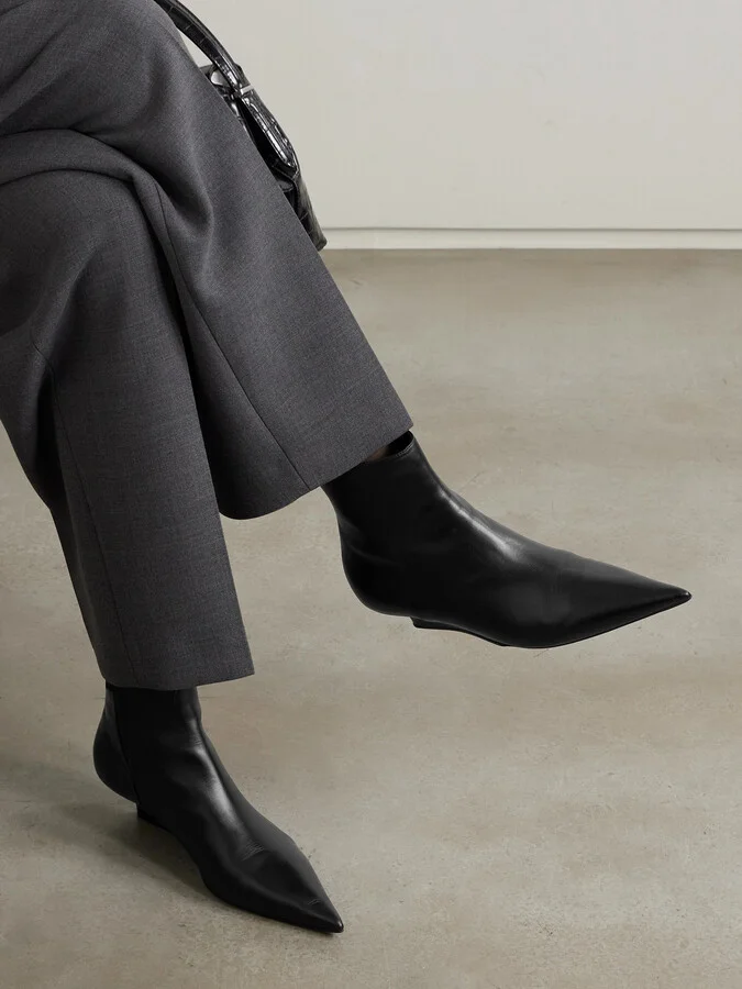 TOTEME - The Sharp Leather Ankle Boots - Black - Image 2