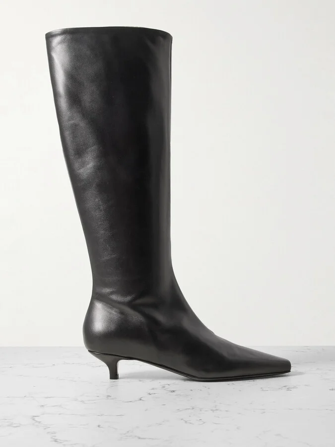 TOTEME - The Slim Leather Knee Boots - Black