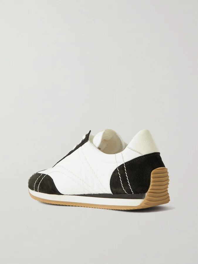 TOTEME - The Sport Leather-trimmed Suede And Shell Sneakers - Black - Image 3