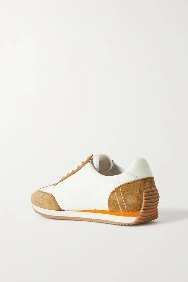 TOTEME - The Sport Leather-trimmed Suede And Twill Sneakers - Brown - Image 3