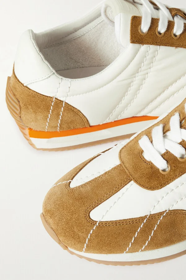 TOTEME - The Sport Leather-trimmed Suede And Twill Sneakers - Brown - Image 4