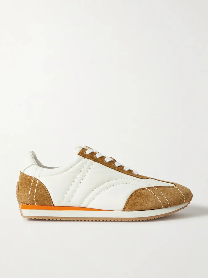 TOTEME - The Sport Leather-trimmed Suede And Twill Sneakers - Brown