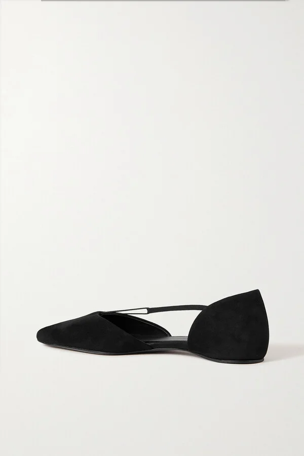 TOTEME - The T-strap Faille Point-toe Flats - Black - Image 3