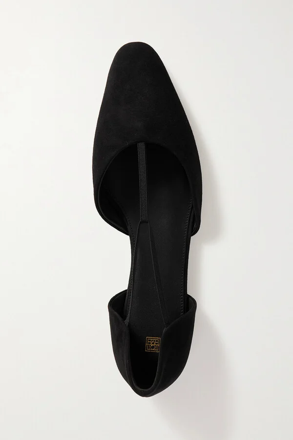 TOTEME - The T-strap Faille Point-toe Flats - Black - Image 5