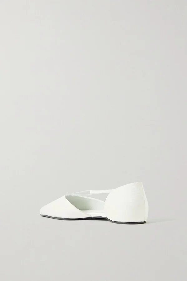 TOTEME - The T-strap Faille Point-toe Flats - Ivory - Image 3