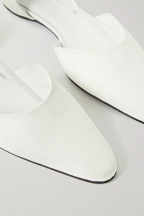 TOTEME - The T-strap Faille Point-toe Flats - Ivory - Image 4