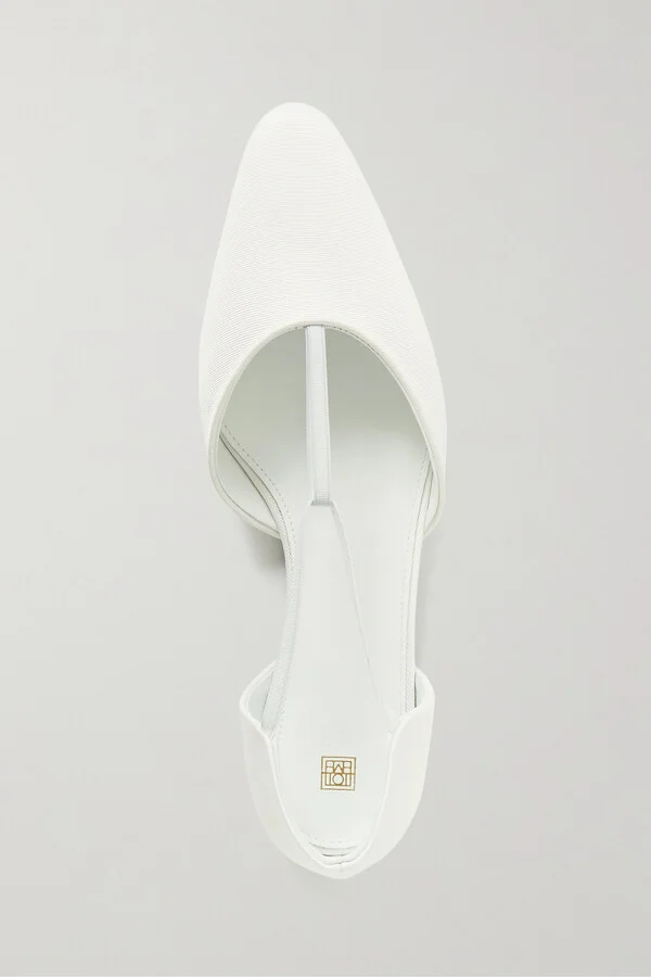 TOTEME - The T-strap Faille Point-toe Flats - Ivory - Image 5