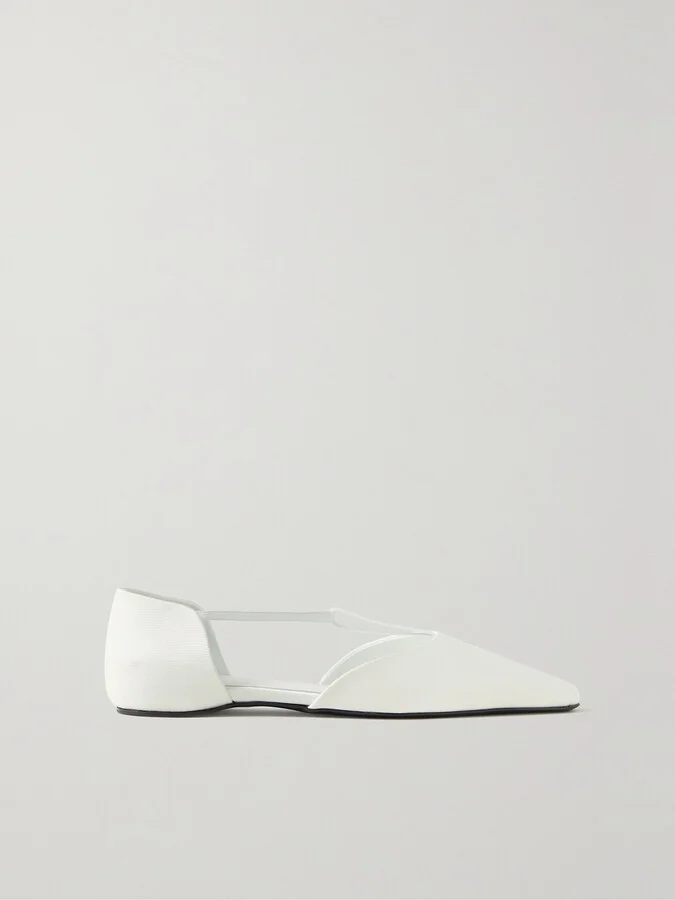 TOTEME - The T-strap Faille Point-toe Flats - Ivory