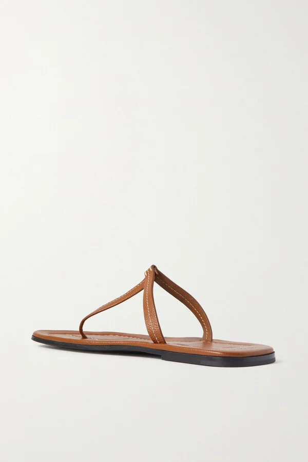 TOTEME - The T-strap Leather Sandals - Brown - Image 3