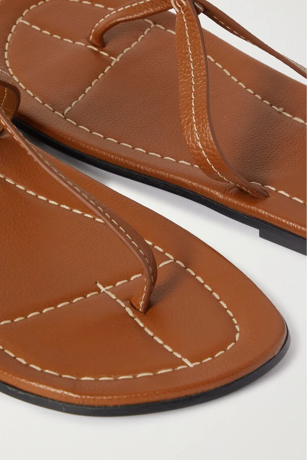 TOTEME - The T-strap Leather Sandals - Brown - Image 4