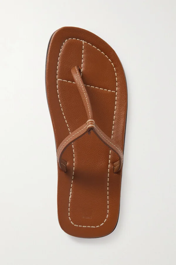 TOTEME - The T-strap Leather Sandals - Brown - Image 5