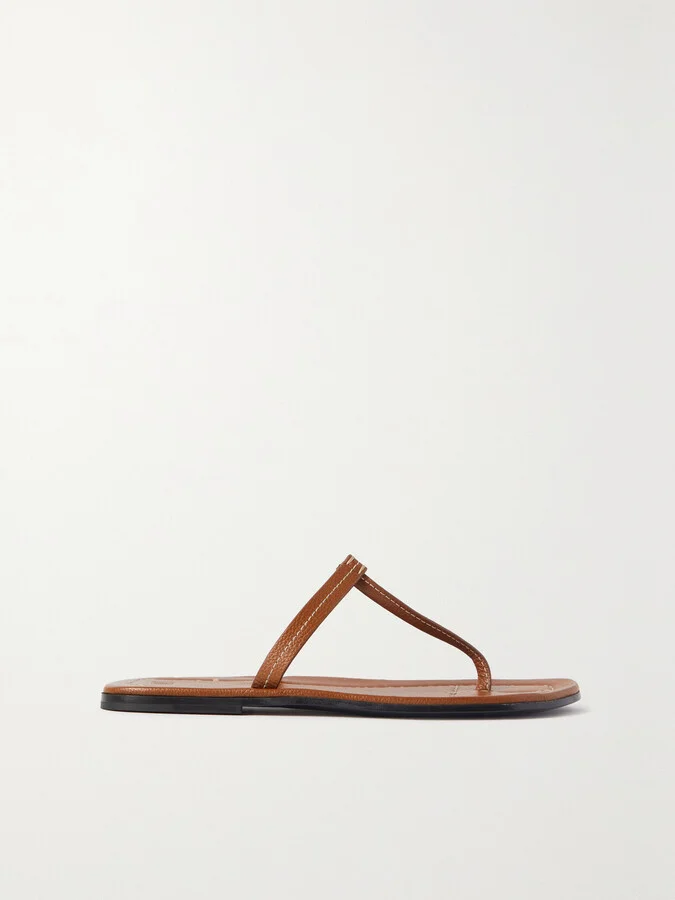 TOTEME - The T-strap Leather Sandals - Brown