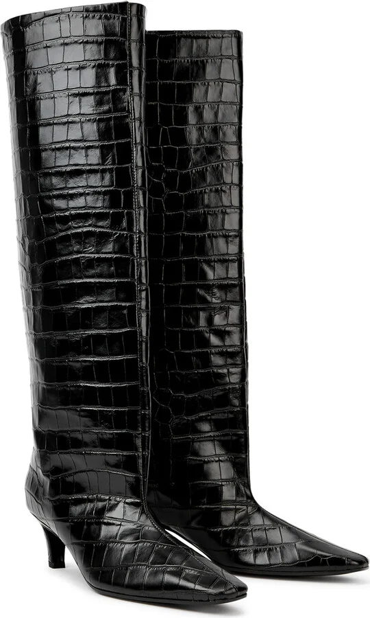 Toteme The Wide Shaft Black Leather Knee-high Boots - Image 3
