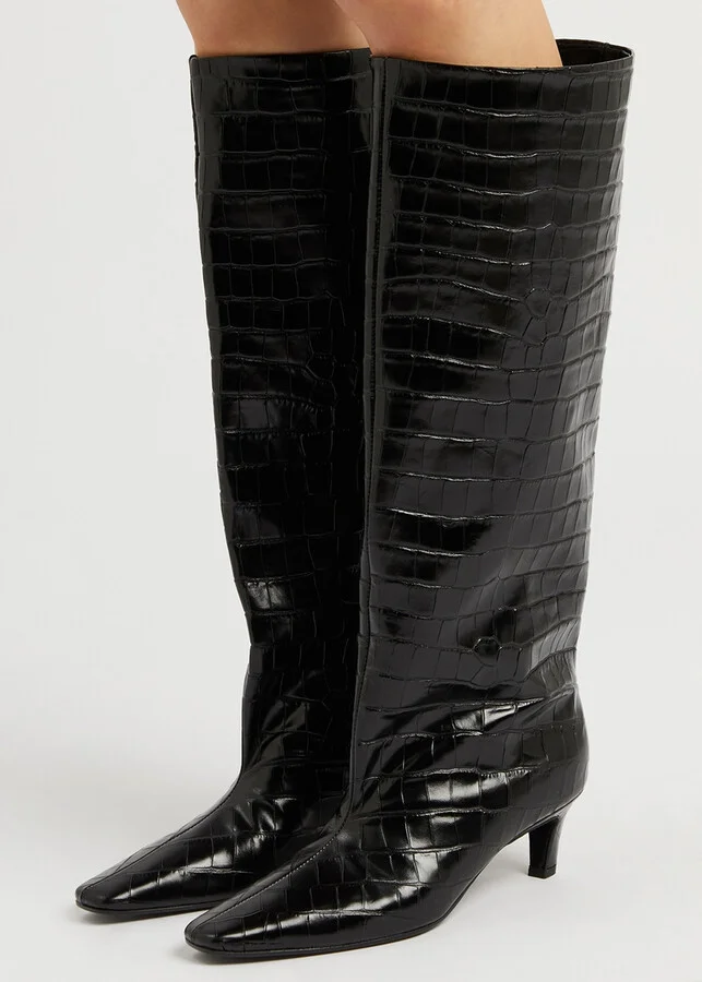 Toteme The Wide Shaft Black Leather Knee-high Boots - Image 5