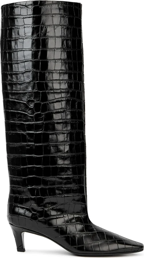 Toteme The Wide Shaft Black Leather Knee-high Boots