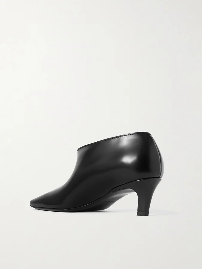 TOTEME - The Wide Shaft Glossed-leather Ankle Boots - Black - Image 3