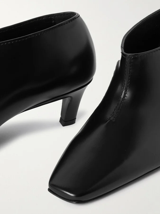 TOTEME - The Wide Shaft Glossed-leather Ankle Boots - Black - Image 4
