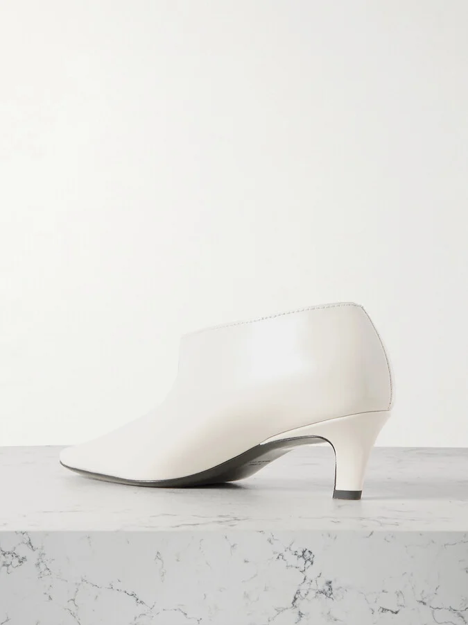TOTEME - The Wide Shaft Glossed-leather Ankle Boots - Cream - Image 3