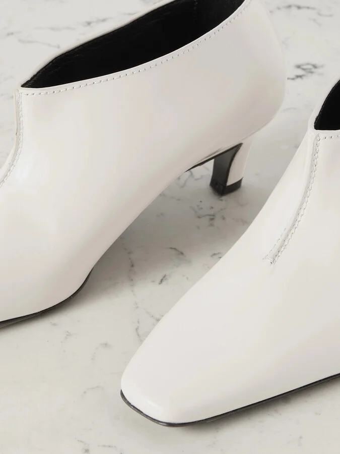 TOTEME - The Wide Shaft Glossed-leather Ankle Boots - Cream - Image 4