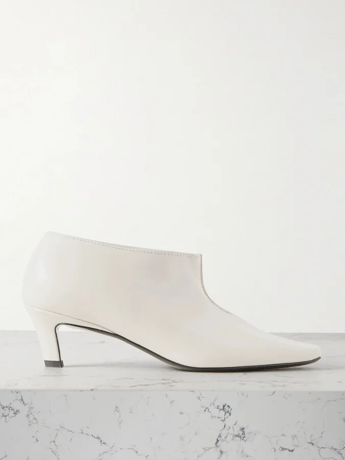 TOTEME - The Wide Shaft Glossed-leather Ankle Boots - Cream