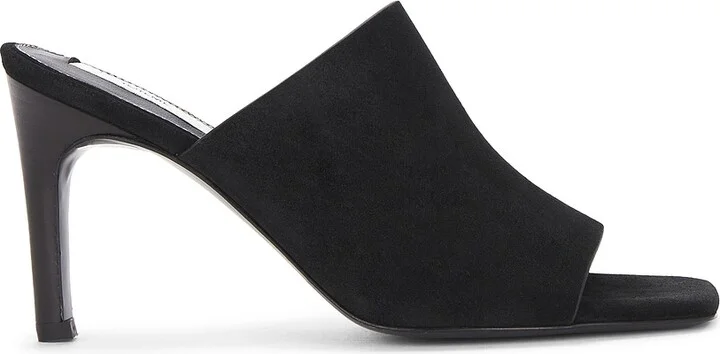 Toteme Velour Leather Bandeau Mule in Black