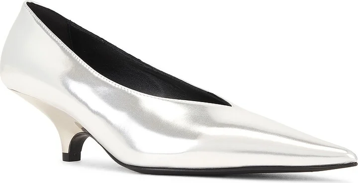 Toteme Wedge Heel Pumps in Metallic Silver - Image 2