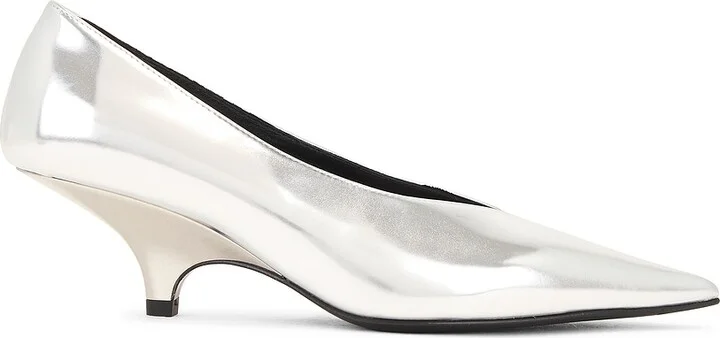 Toteme Wedge Heel Pumps in Metallic Silver