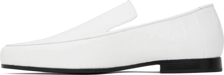 TOTEME White 'The Croco Oval' Loafers - Image 3