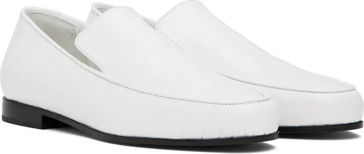 TOTEME White 'The Croco Oval' Loafers - Image 4