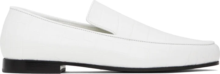 TOTEME White 'The Croco Oval' Loafers