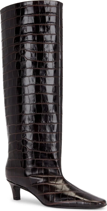 Toteme Wide Shaft Boot in Chocolate - Image 2