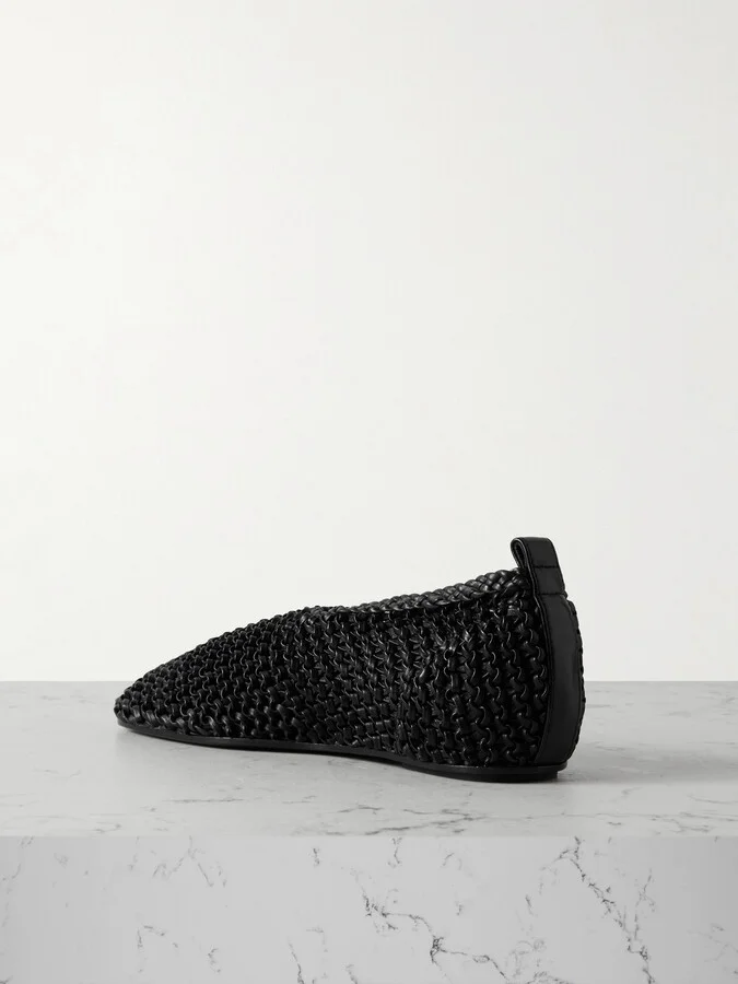 TOTEME - Woven Leather Ballet Flats - Black - Image 3