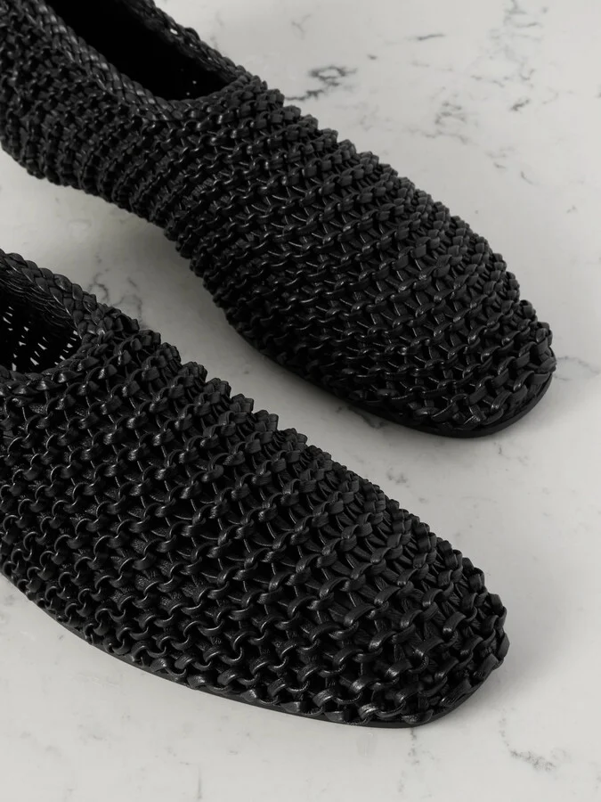 TOTEME - Woven Leather Ballet Flats - Black - Image 4