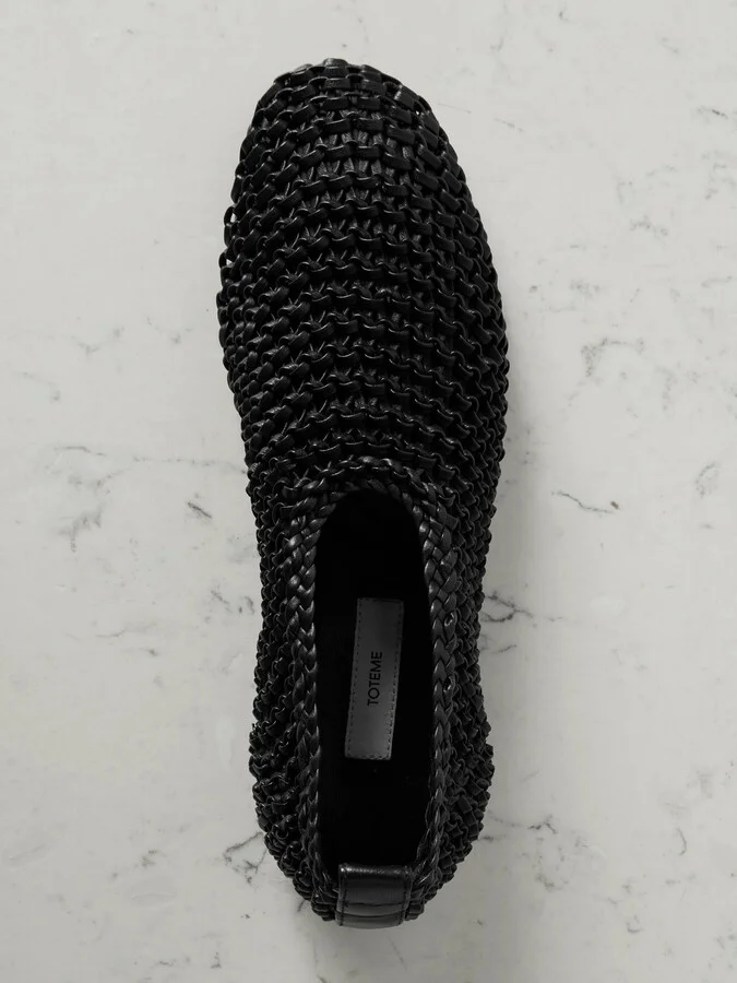 TOTEME - Woven Leather Ballet Flats - Black - Image 5