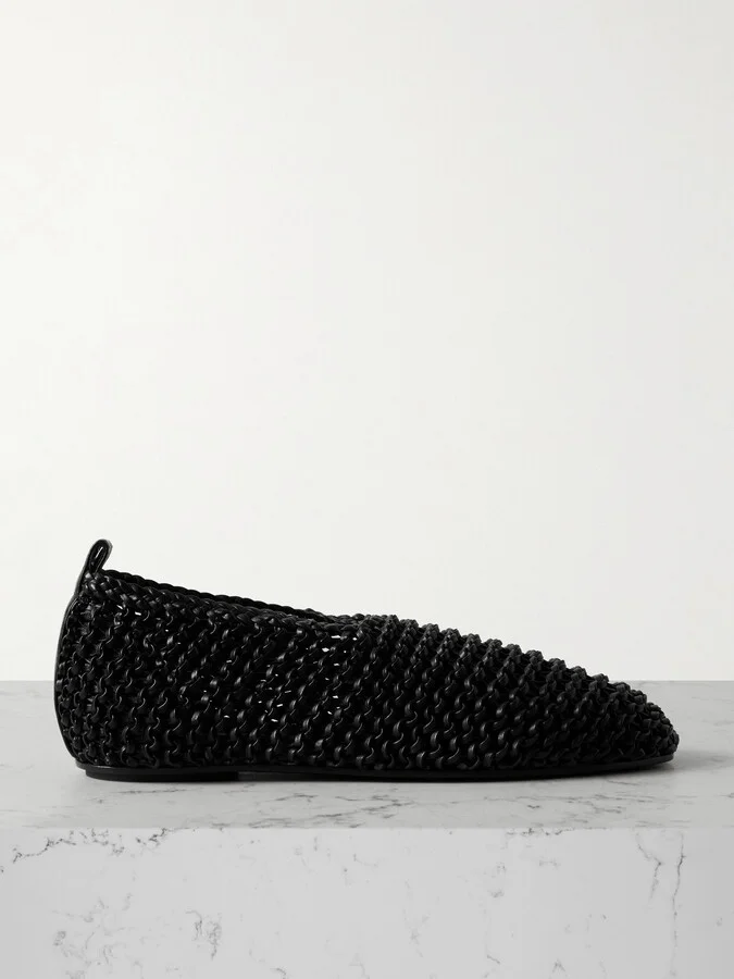 TOTEME - Woven Leather Ballet Flats - Black