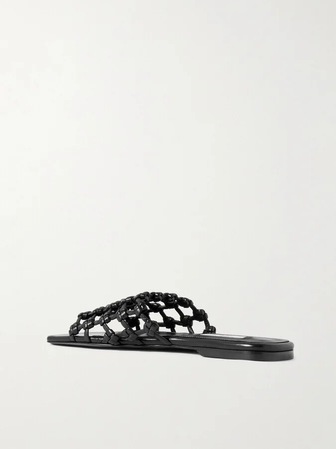 TOTEME - Woven Leather Slides - Black - Image 3