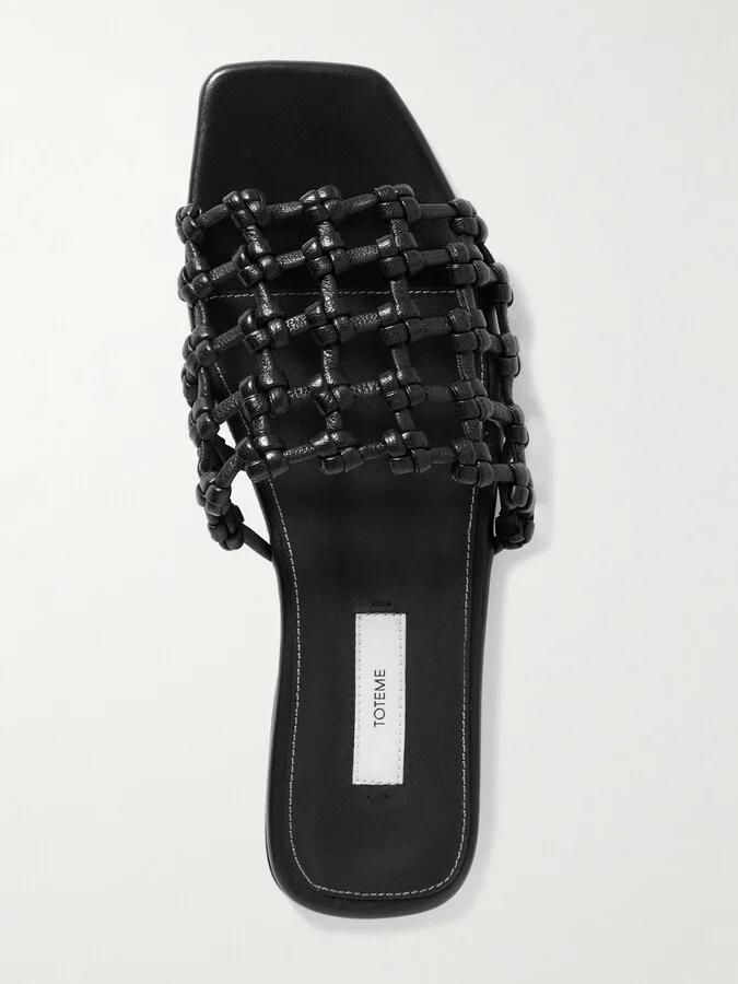 TOTEME - Woven Leather Slides - Black - Image 5