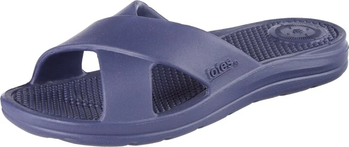 totes Women's Everywear Lightweight Waterproof Ara Cross Slide Sandal