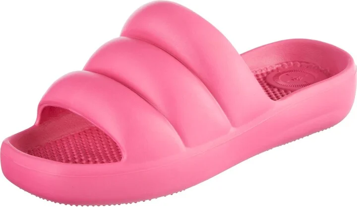 totes Women's Everywear Lightweight Waterproof Puffy Cloud Slide Sandal